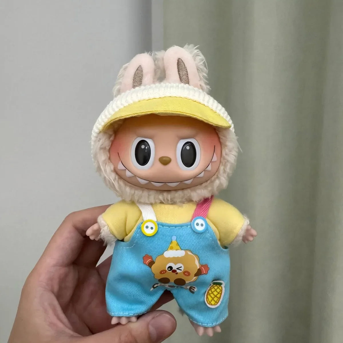 Doll Clothes For LABUBU Frog Set Jumpsuit Kawaii Fisherman Hat 2PCS/Pack Plush Cotton Doll Dress Up Game Decoration