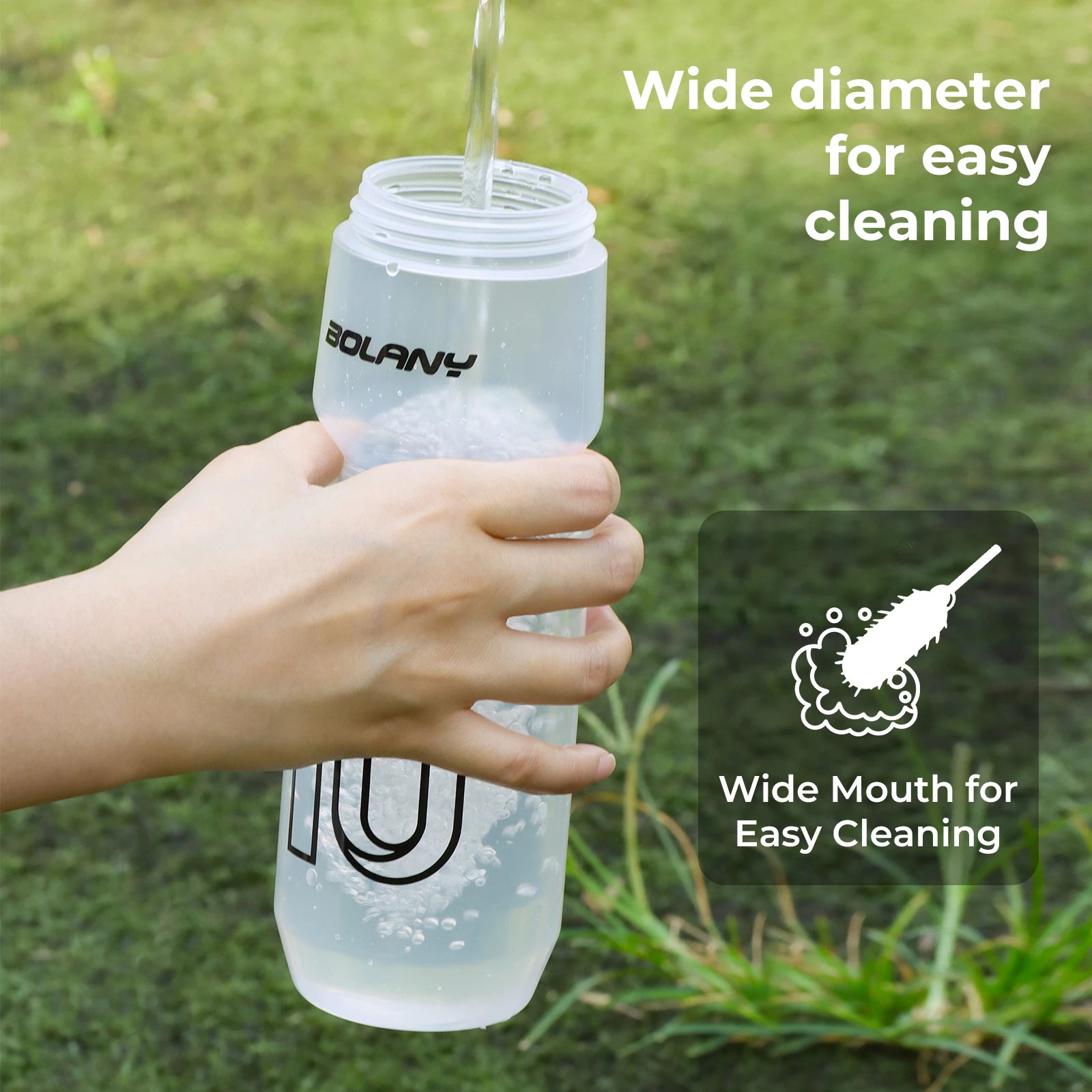 BOLANY Sports Bottle 10th Rubber Transparent Plastic with lid Bottle 750ML Portable Squeeze Drinking Outdoor Cycling Kettle