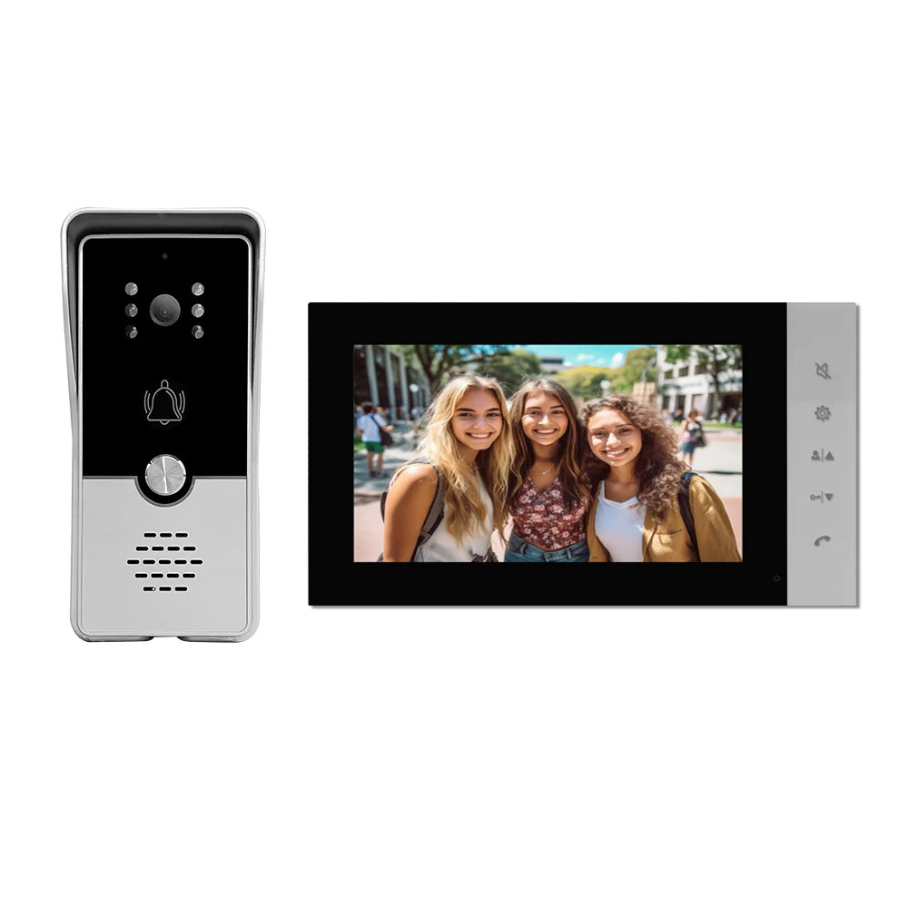 720P Video Doorbell 7‘’ Color Screen Home IntercomHigh-Definition Intelligent Night Vision Electronic Access Control System