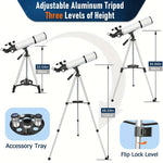 BORWOLF AZ80500  Astronomy Telescopes for Adults, 80mm Aperture 500mm AZ Mount 250X HD for Moon Stargazing and Bird Watching
