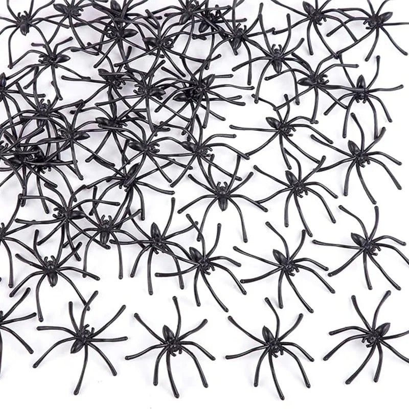 4.5x5cm Artificial Plastic Spiders Mini spider Black Fake Spiders Halloween Prank Props for Halloween DIY Party Decoration