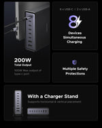 【Korean Plug】UGREEN 200W GaN Charger 8 in 1 Desktop Charging Station For Macbook Laptop iPhone 17 16 Pro Xiaomi Samsung Tablet