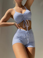 2025 High Waist Drawstring Front Bikini Set – Women's Swimsuit Swimwear Beachwear