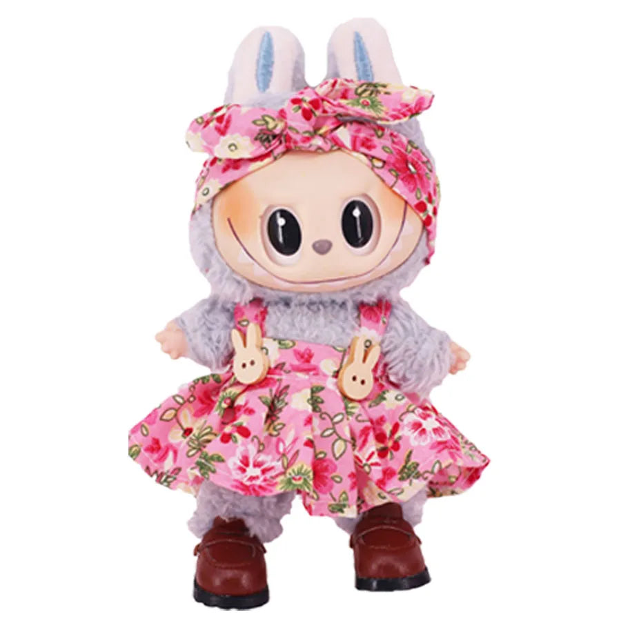 For 17Cm Plush Doll Labubu Clothes Accessories Pants Skirts Cute Overall Doll Shoes Leather Shoes Martin Boots Holiday Gifts
