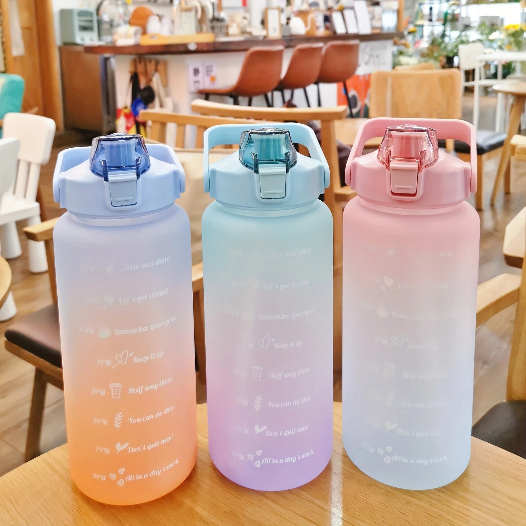2l/900ml Water Bottle Liter Stay Hydrated Motivated Leakproof Plastic Sport Bottle Reminder Times Sports Outdoor Fitness Office
