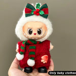 17cm Mini Plush Doll'S Clothes Outfit Accessories For Korea Kpop Labubu V1 V2 V3 Christmas onesie hat set Clothing