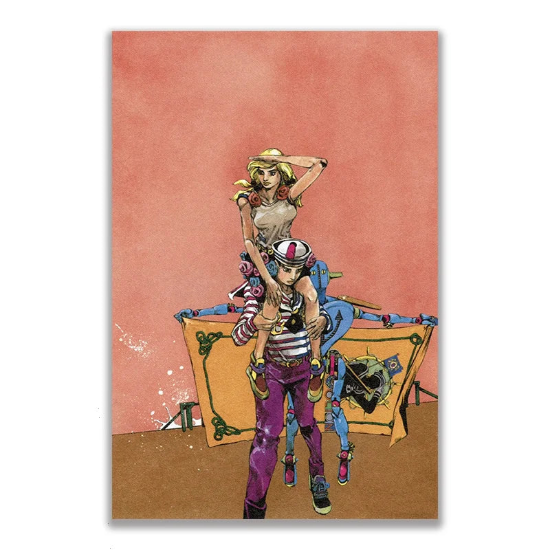 Anime JOJO Bizarre Adventure Retro Poster Canvas Wall Art Printing Waterproof Home Living Bed Room Bar Hallway Aesthetic Decor
