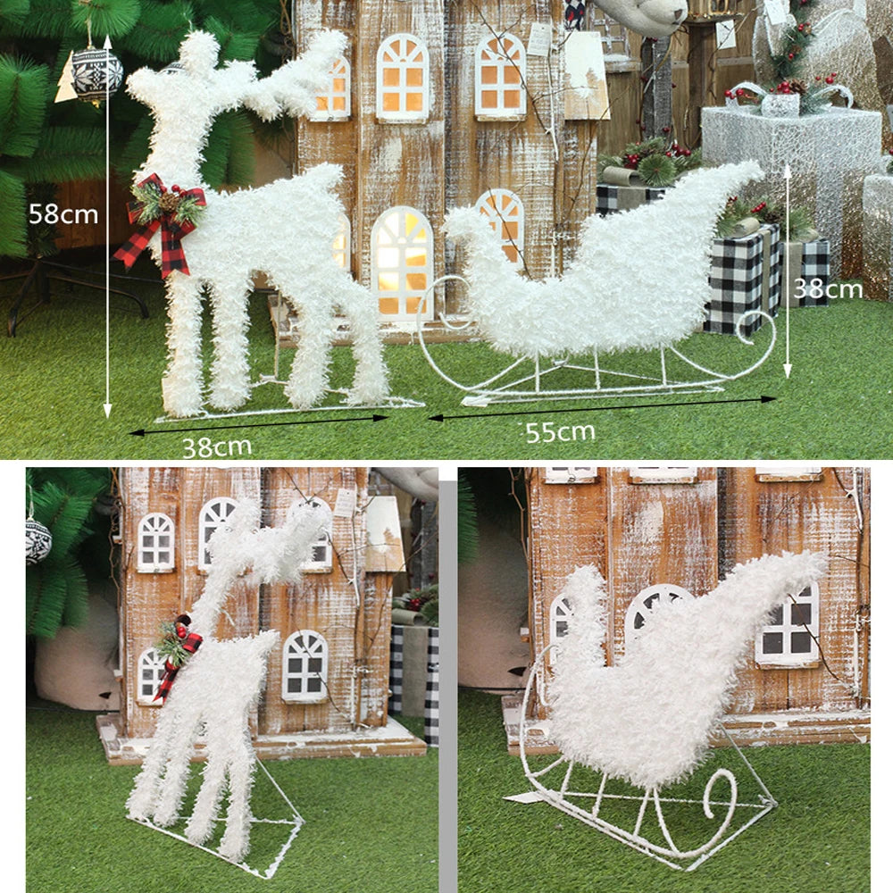 Christmas Decoration Reindeer with Sleigh LED Lighted Elk Xmas Outdoor Yard Lawn Decor Holiday Party Home Ornaments