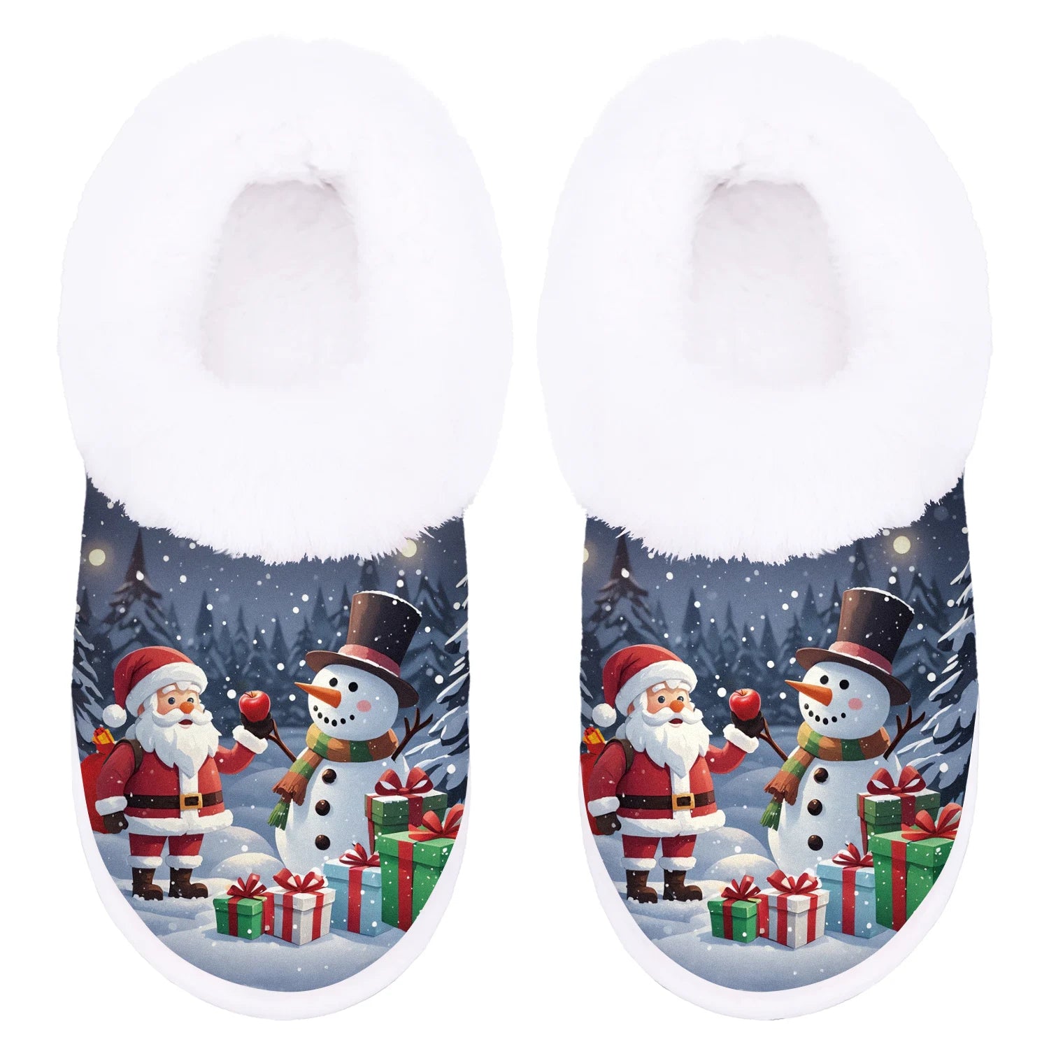 Christmas Present, Cute Santa Claus&Snowman Indoor/Outdoor Slippers, Soft House slippers,Warm Bedroom Slippers