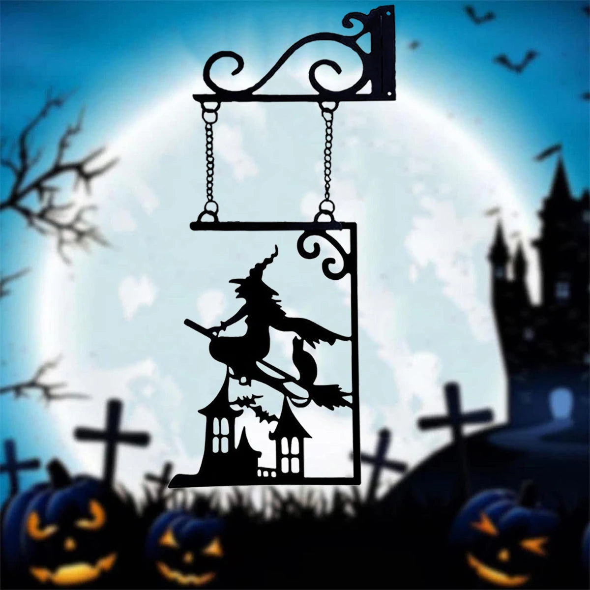 Halloween Silhouette Metal Sign, Witch Metal Silhouette, Witch Silhouette Yard Sign, Outline Wall Decor, Metal, for Halloween Decor