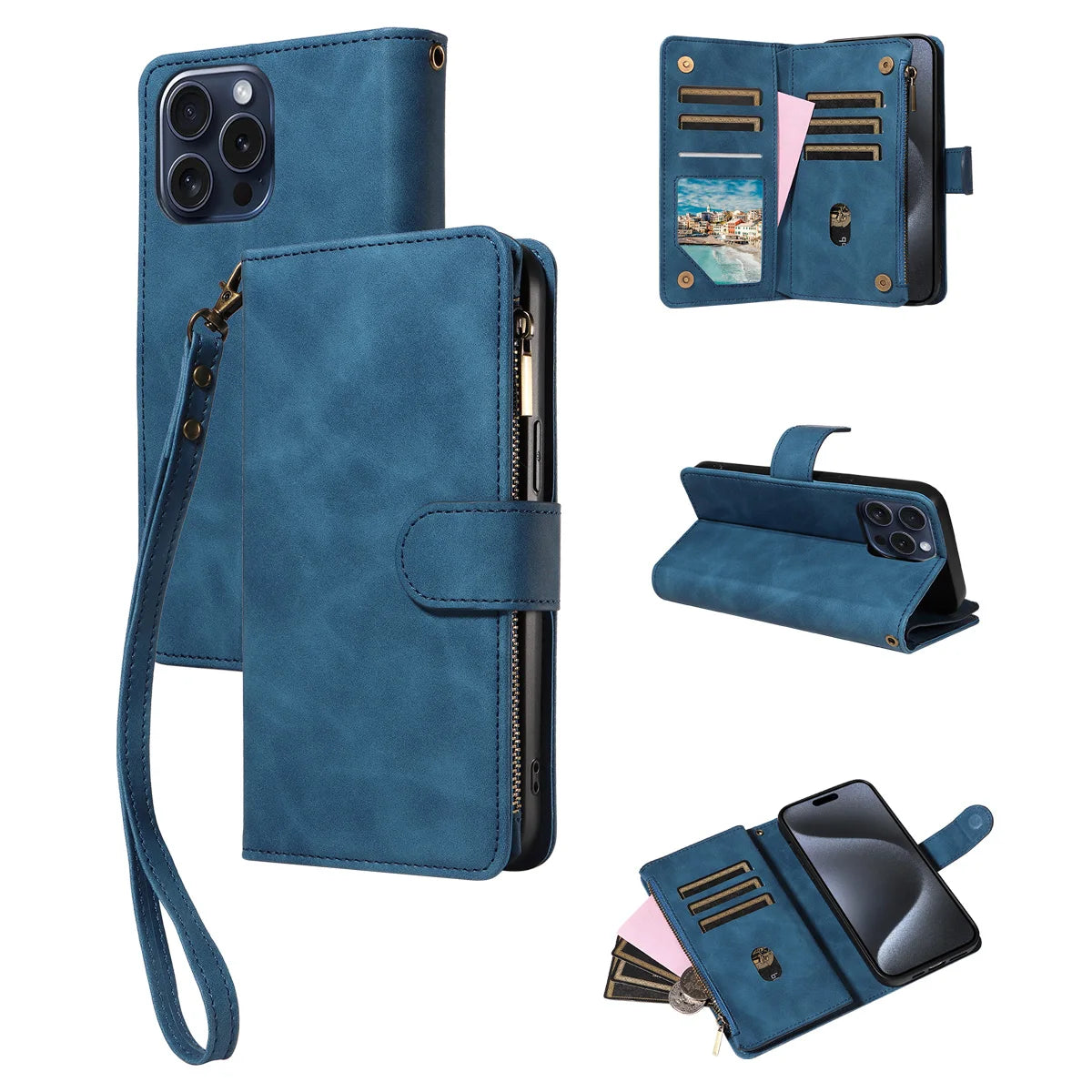 PU Leather Phone Case for Samsung GalaxyA13 A14 A15 A22 A32 S22 S23 S24 S25 M33 NOTE10 Skin Feel Zipper Flip Wallet Phone Case