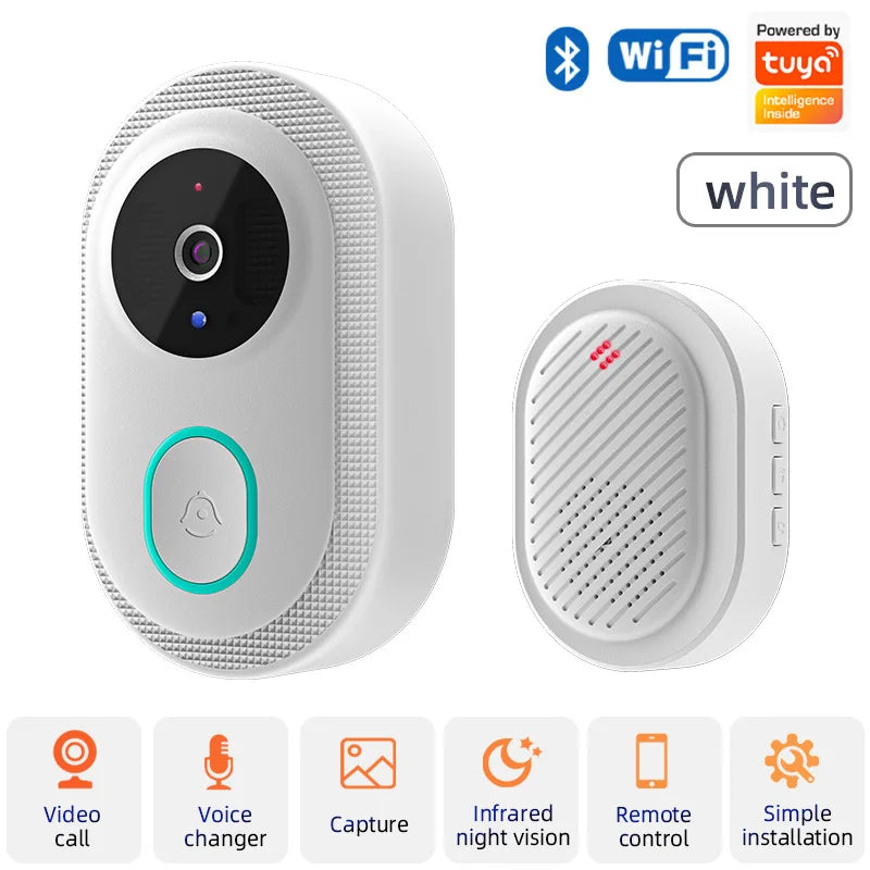 2025 Smart Doorbell Pro: Weatherproof, 1080P Video Intercom & Night Vision, Tuya App Alerts for Home Security Package