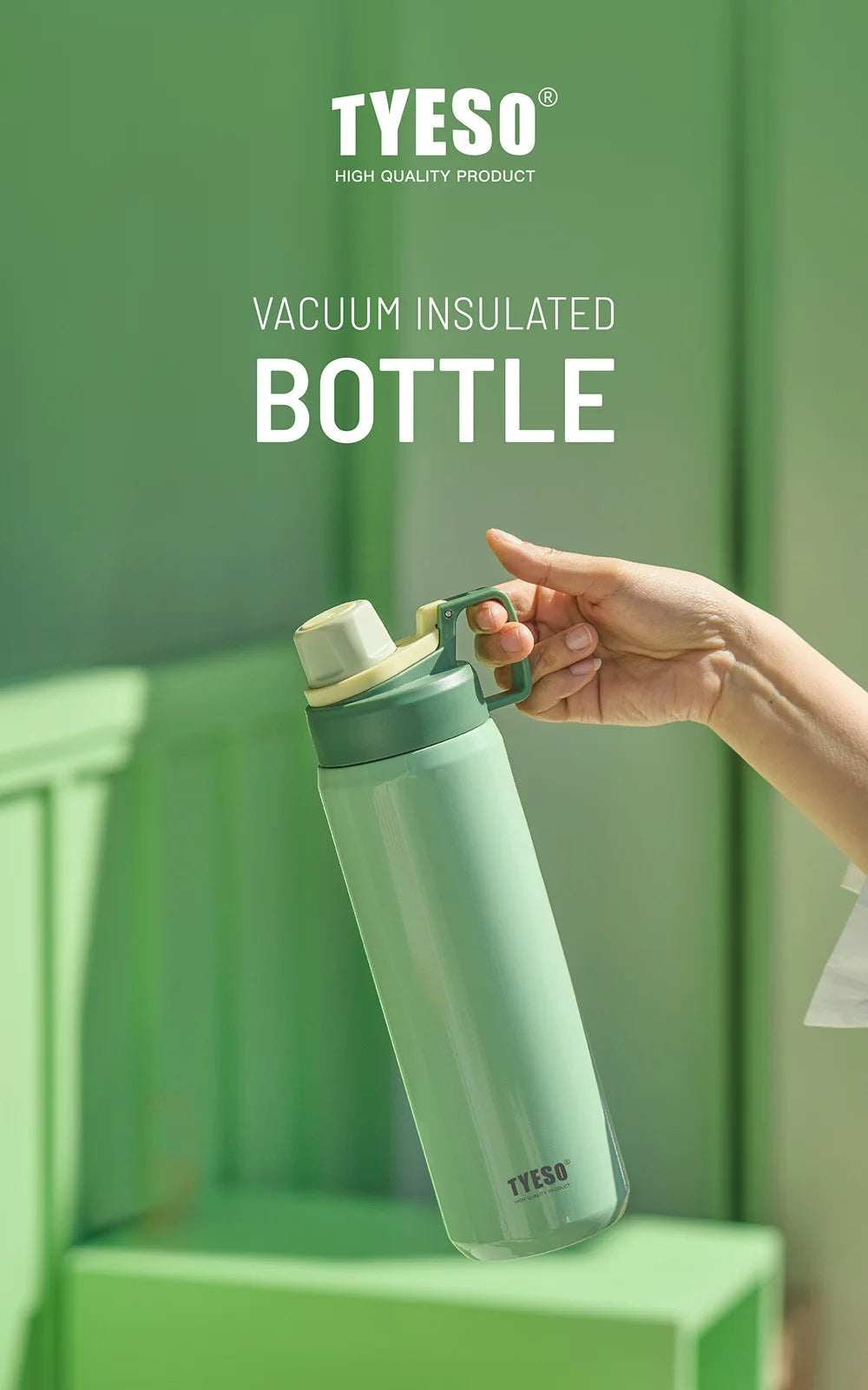 Tyeso Stainless Steel Sports Water Bottle Insulated Leak-Proof Portable Fitness Flask for Outdoor Workouts Travel Vacuum Flasks