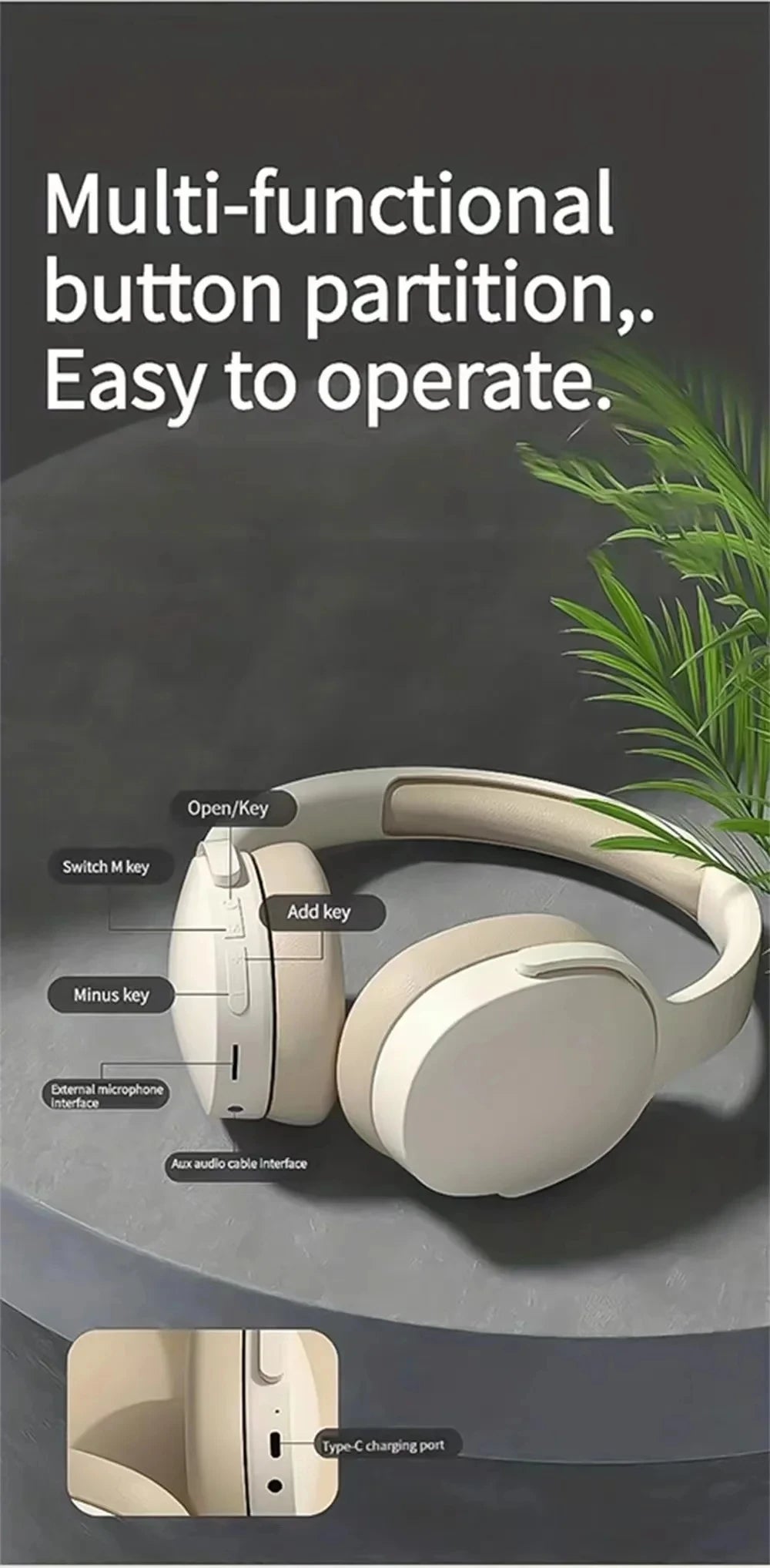 Xiaomi New Fashion Wireless Bluetooth Headphones Over Ear 9D HIFI Stereo Headsets True Sports With Earphones TF/AUX Music Player