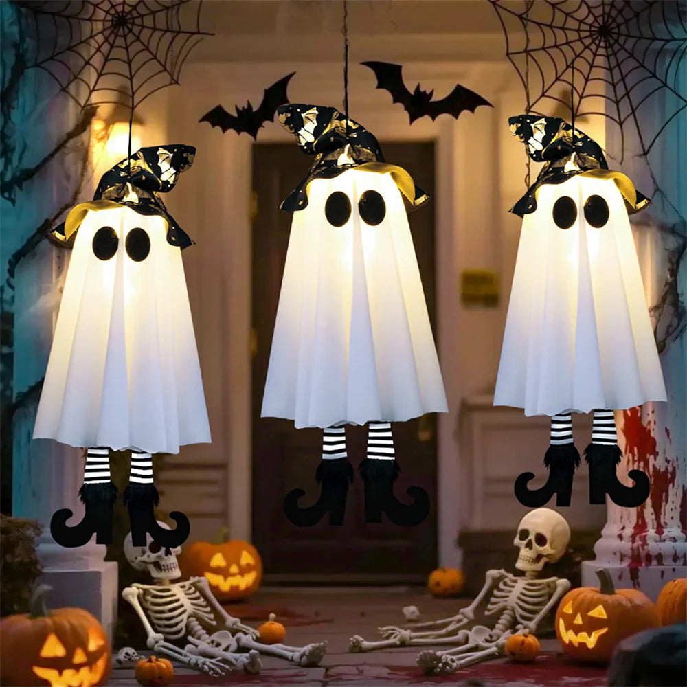 Halloween LED Specter Lights - DIY Hanging Ornaments Battery-Operated with Included Batteries for Trees, Porches, and Windows
