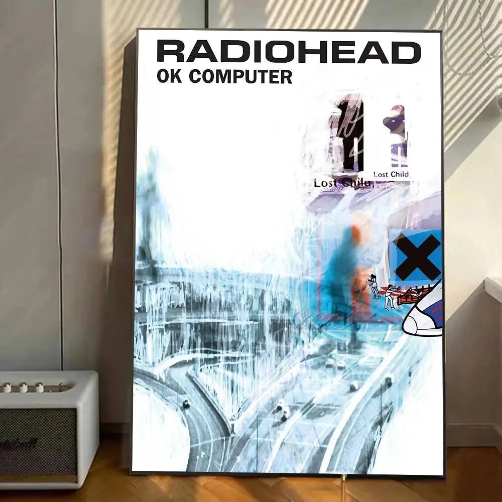 Singer R-Radiohead OK Computer Poster Gallery Prints Self Adhesive Home Decor Decoration Wall Decals Living Room Sticker