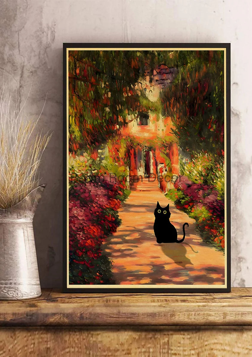 Digital Cats Cute Poster Kraft Paper Prints Modern DIY Funny Cartoon Room Painting Prints Art Picture Posters Living Room Decor