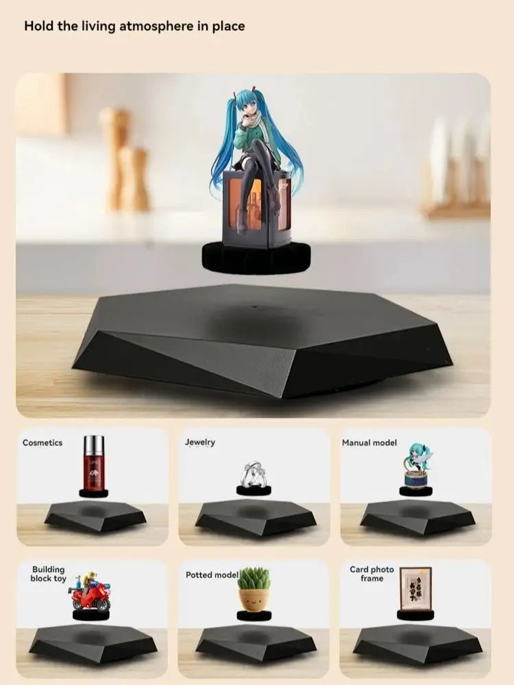 A Magnetic Suspension Display Stand with Rotating Function, Suitable for Collectibles, Jewelry, Hand-Made Doll Display with Adapter