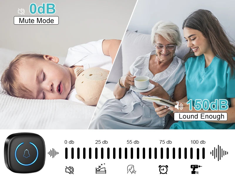 Wireless Doorbell Intelligent Welcome Door Bell 300M/984 FT Remote 60 Songs Melodies Home Smart Doorbell US EU UK Plug Optional