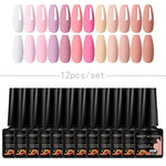 MEET ACROSS 12Pcs Gel Nail Polish Set 7.3ml Pink Blue Neon Macaron Color for Nails UV Gel LED Nail Art  Varnish Manicure Kit
