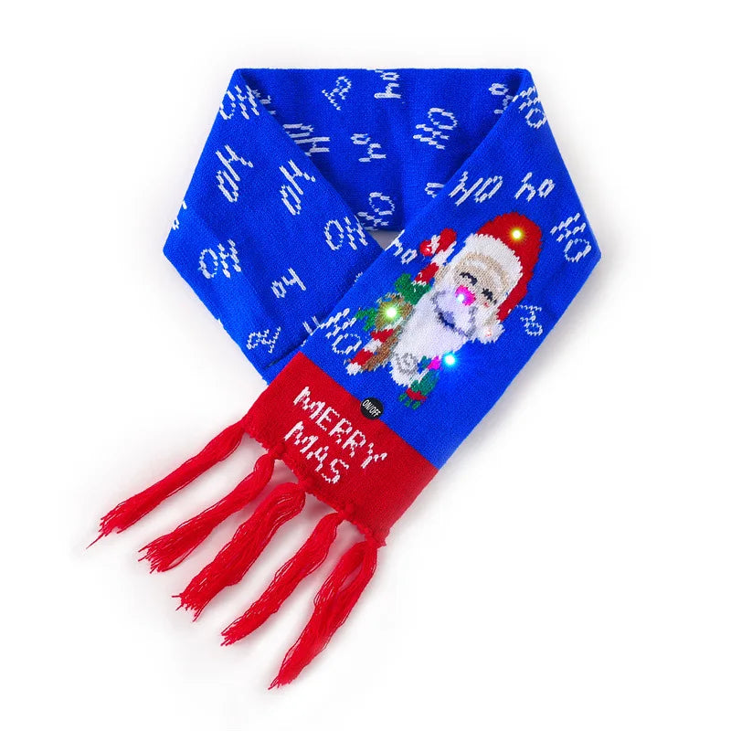 Christmas LED Scarf - Knitted Multicolor Light-Up Scarf for Kids and Adults