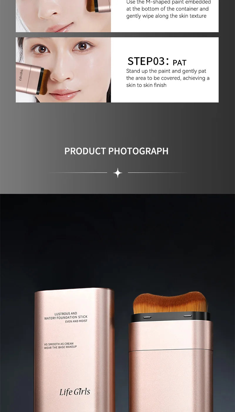 Clear and Moist Hydrating Foundation Naturally Perspective, Moisturizing, Bling, Glossy, Thin and Lightweight Double Head Makeup Foundation Rotated, More Comfortable, Waterproof Function, Easy to Makeup, Easy to Use