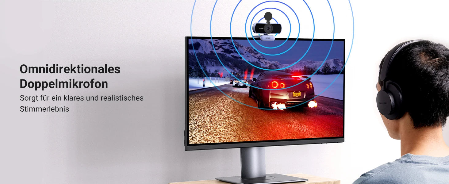 UGREEN USB Webcam 2K HD Mini Webcam For Laptop Computer Web Camera Dual Microphones for Youtube Zoom Video Calling 30fps web cam