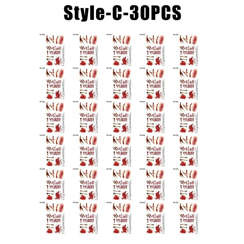 Horror Realistic Fake Bloody Wound Stitch Scar Scab Waterproof Temporary Tattoo Sticker Halloween Masquerade Prank Makeup Props