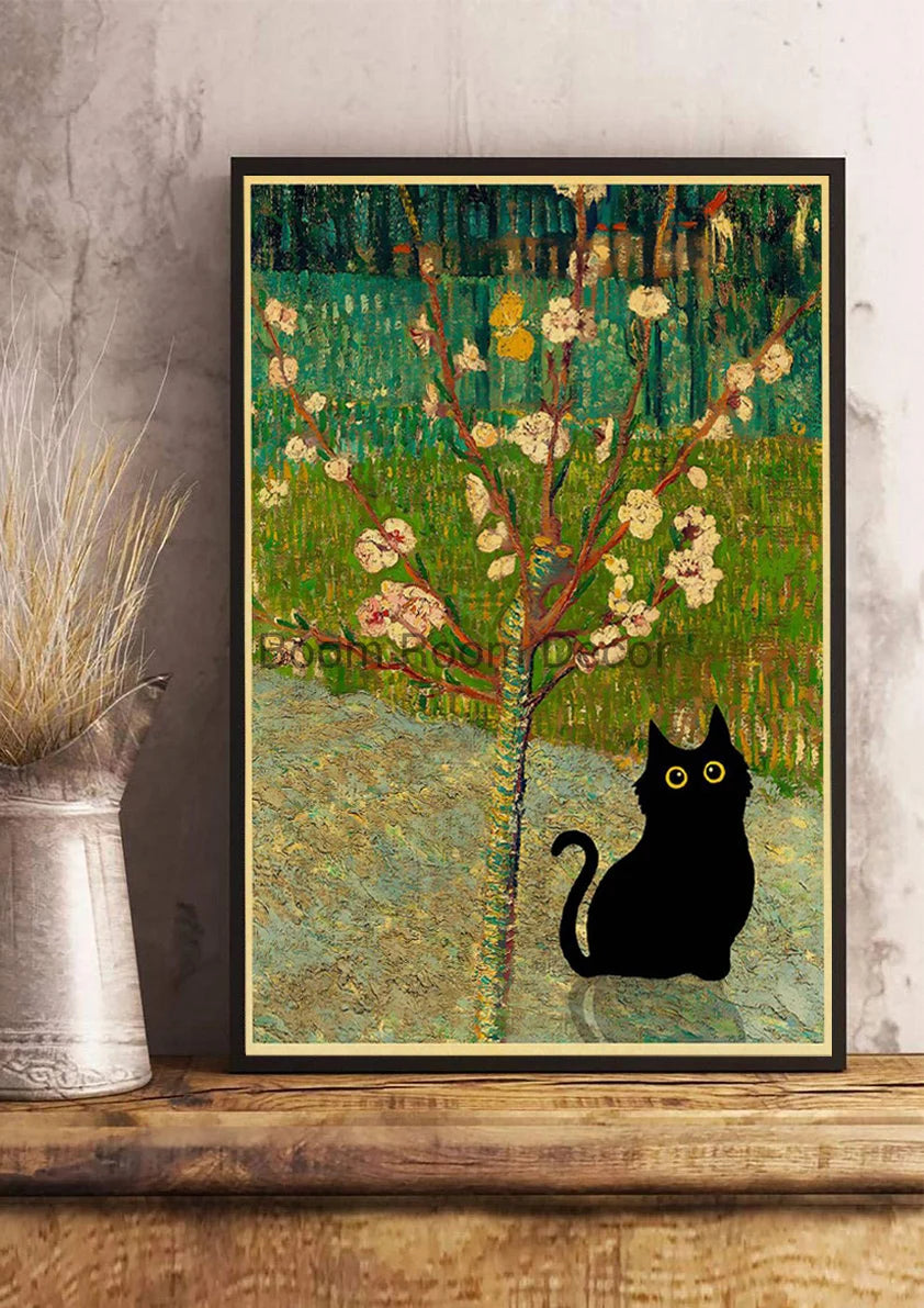 Digital Cats Cute Poster Kraft Paper Prints Modern DIY Funny Cartoon Room Painting Prints Art Picture Posters Living Room Decor