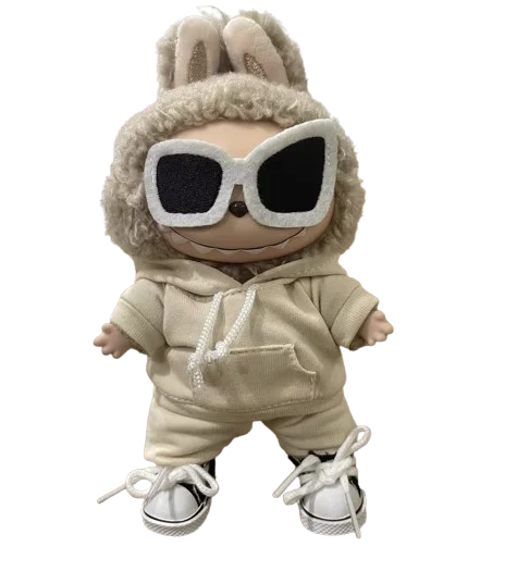 Labubu Casual Sweatsuit Set - Comfy Labubu Clothes for 15/17cm Dolls Featuring Ribbed Hem Details