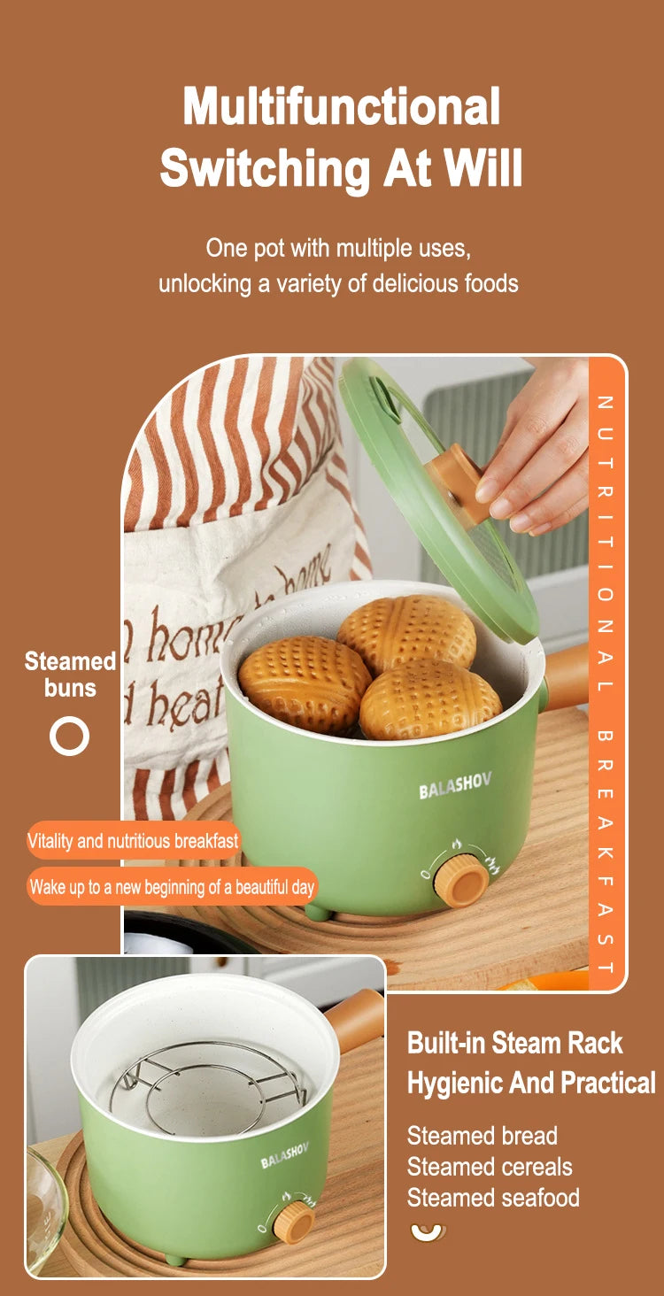 Electric Cooker Kitchen Appliance Double Layer Home for Hot Pot Cooking Soup Heater Multifunction Cooker Mini Non-stick Pan Pots