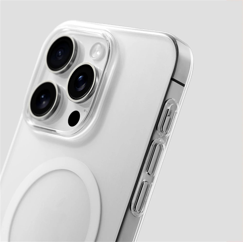 Ultra Thin Hard PC HD Transparent Magnetic Case For iPhone 17 Pro Max 16 15 14 Plus 13 12 Magsafe Wireless Charge Clear Cover