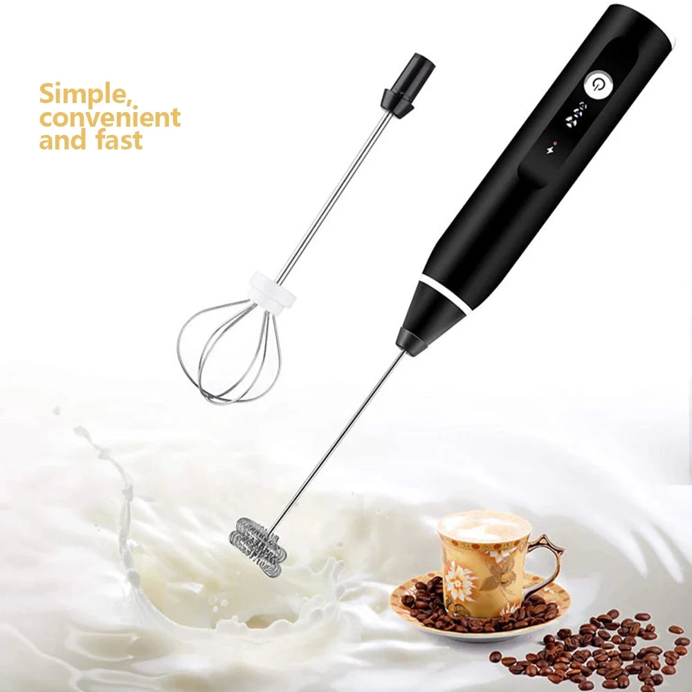 Portable egg beater, handheld milk frother, rechargeable coffee machine, 3-speed cake cream maker, household kitchen food mixer