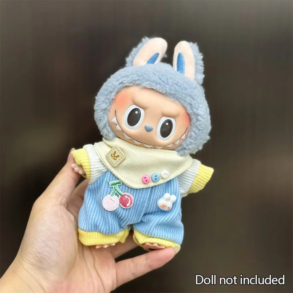 Mini Plush Doll'S Clothes Outfit Accessories For Korea Kpop Exo 15-17cm Labubu Idol Overalls set Clothing Gift