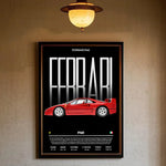 Luxury Classic Retro Red Super Sports Car F40 Art High-quality Printed Posters Homeliving room Wall Art Garage Room Decor