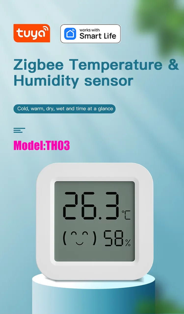 Tuya Zigbee Temperature Humidity Sensor For Smart Home LCD Screen Works With Alexa Google Home APP Smart Life Tuya Smart Yandex