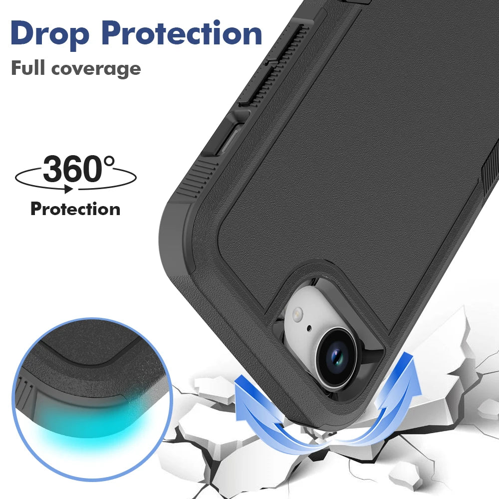 New TPU/PC Case for iPhone 16e / 16 Pro Max - Military Grade Shockproof Phone Cover Hybrid Armor Dual Layer Protection Shell