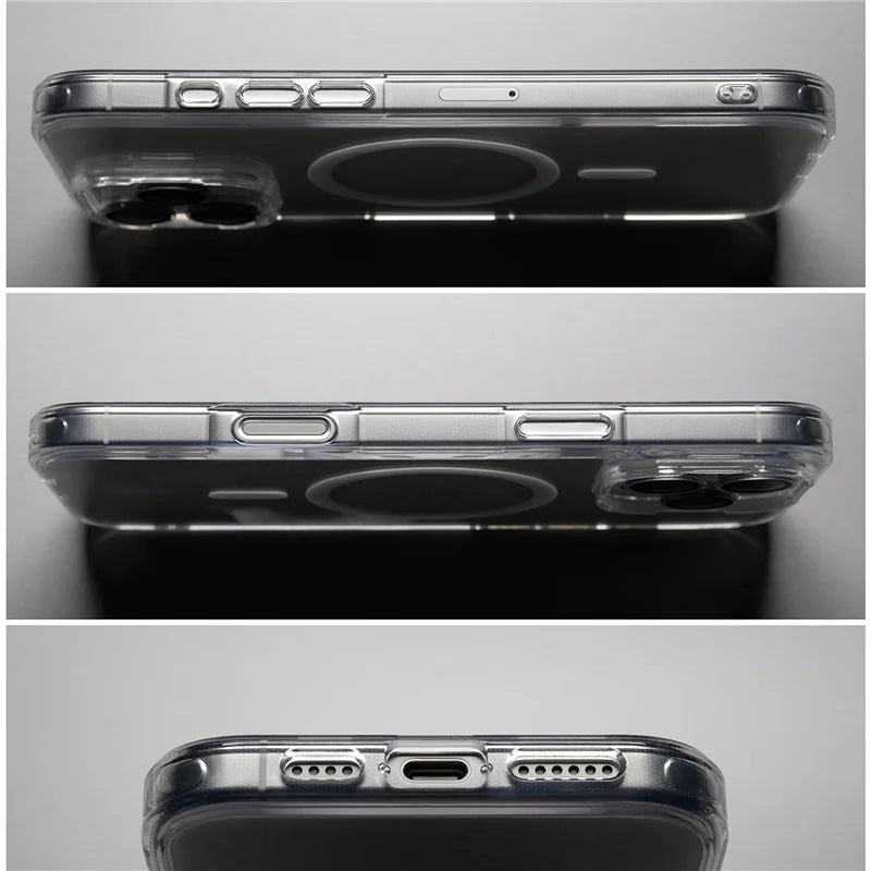 Crystal Transparent for Magsafe Magnetic Case For iPhone 17 17Pro 17 Pro Max 17 Air Clear Shockproof for Wireless Charge Cover