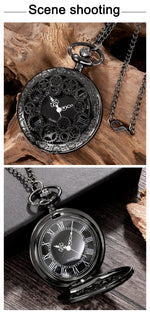 Steampunk Copper Vintage Hollow Gear Hollow Quartz Pocket Watch Necklace Pendant Clock Chain Men Women with Chain Gifts