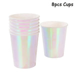Lovely Pink Laser Disposable Tableware Girls Women Party Decoration Ghost Plates Paper Napkins Cups Halloween Parties Supply