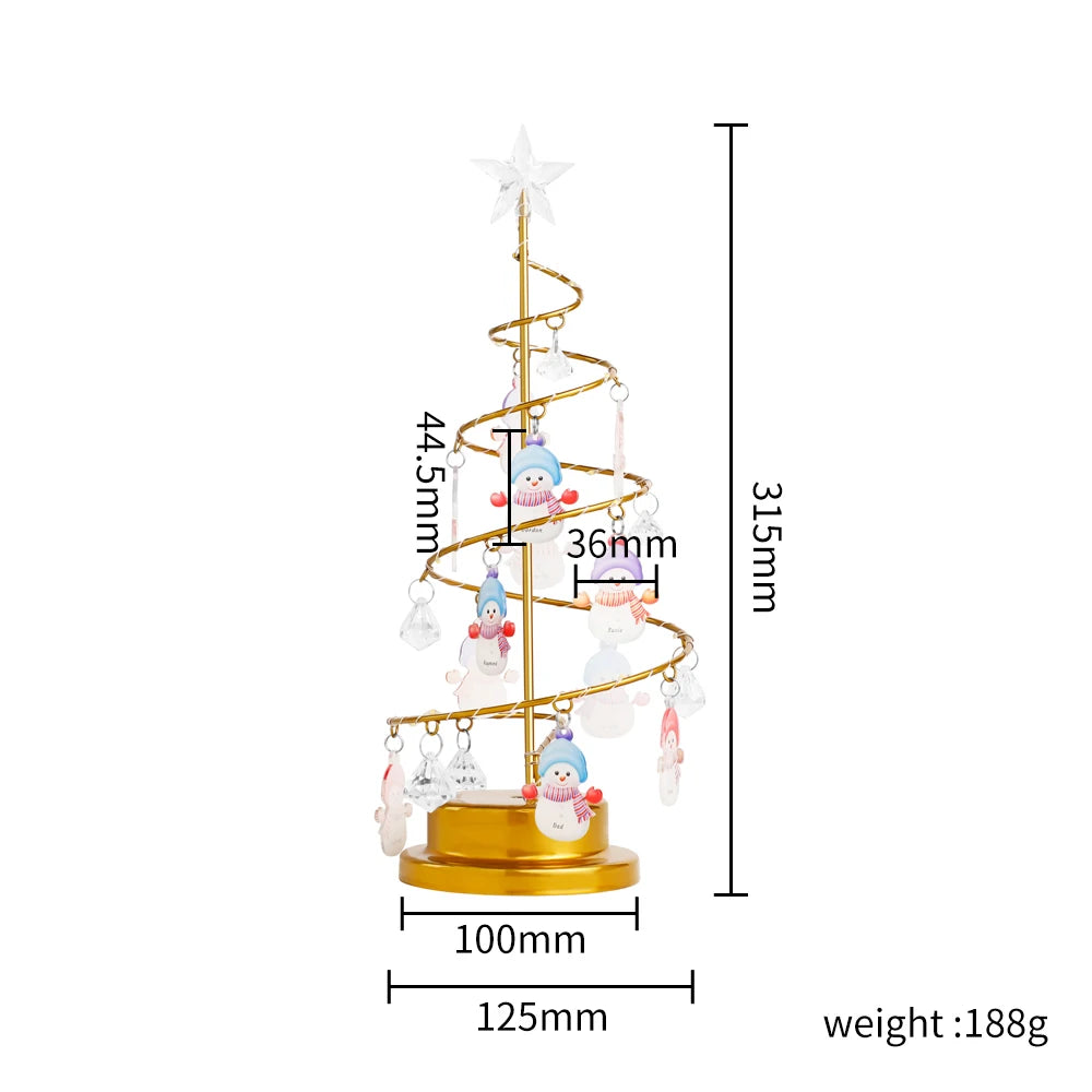 MaiLun Personalized Family Names Christmas Tree  Xmas Home Decoration Christmas Tree with Cute snowman Ornaments