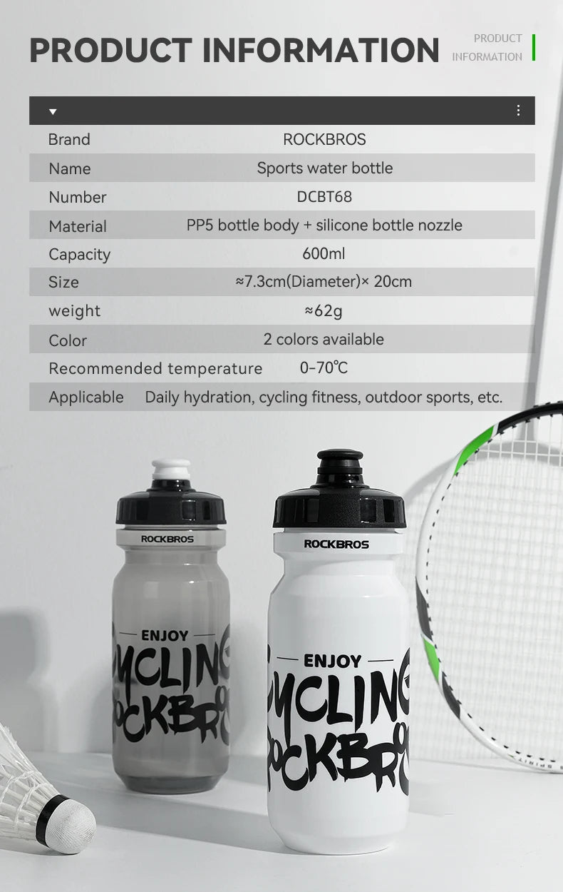 ROCKBROS Bicycle Bottle MTB Road Bike Water Bottle Outdoor Sports Plastic Portable Large Capacity Drink Cycling Water Bottle