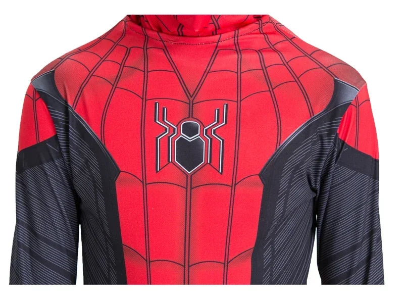 Kids Superhero Spider Costume Spandex Jumpsuit Halloween Cosplay Costumes Bodysuit Kids Head Cover Separation Party Set