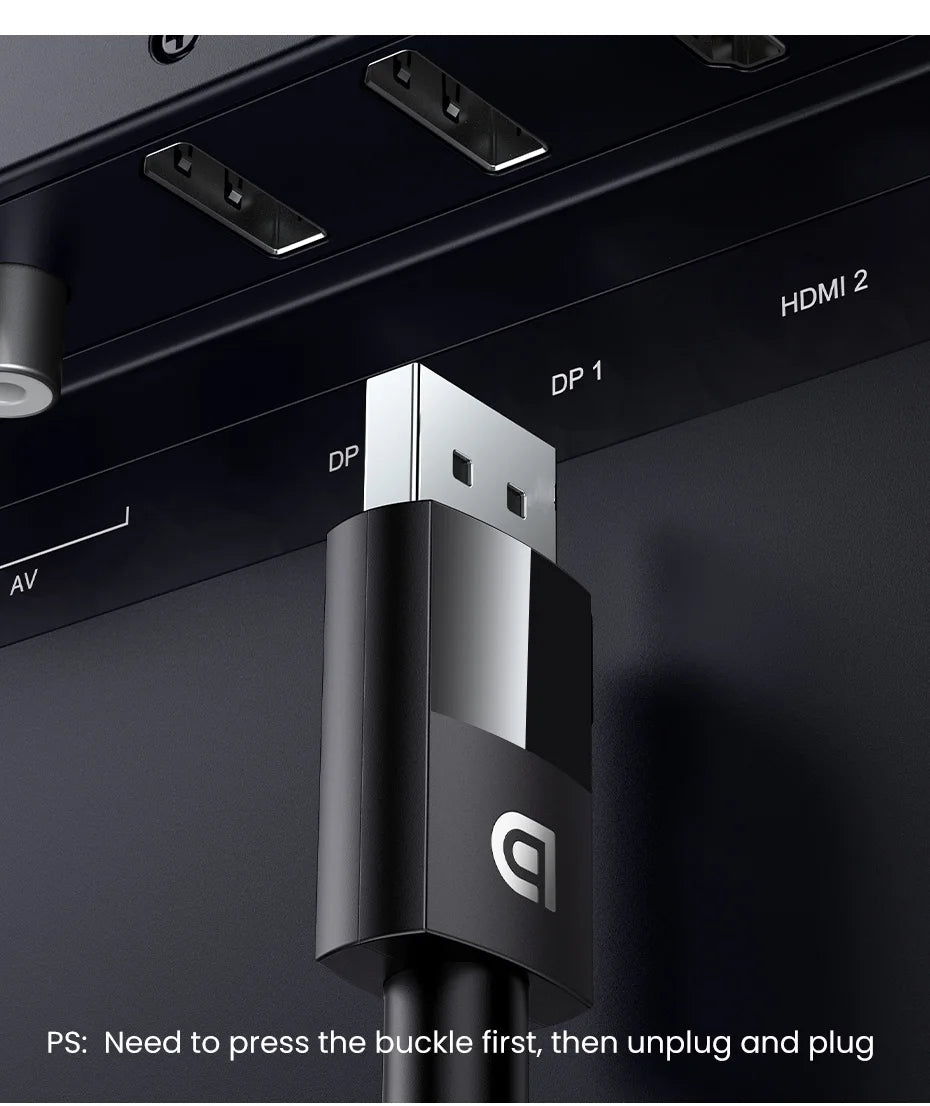 UGREEN DisplayPort Cable 8K DP 1.4 Adapter 2K165Hz 32.4Gbps Cable for PUBG Gaming Play for PC Computer Monitor Projector