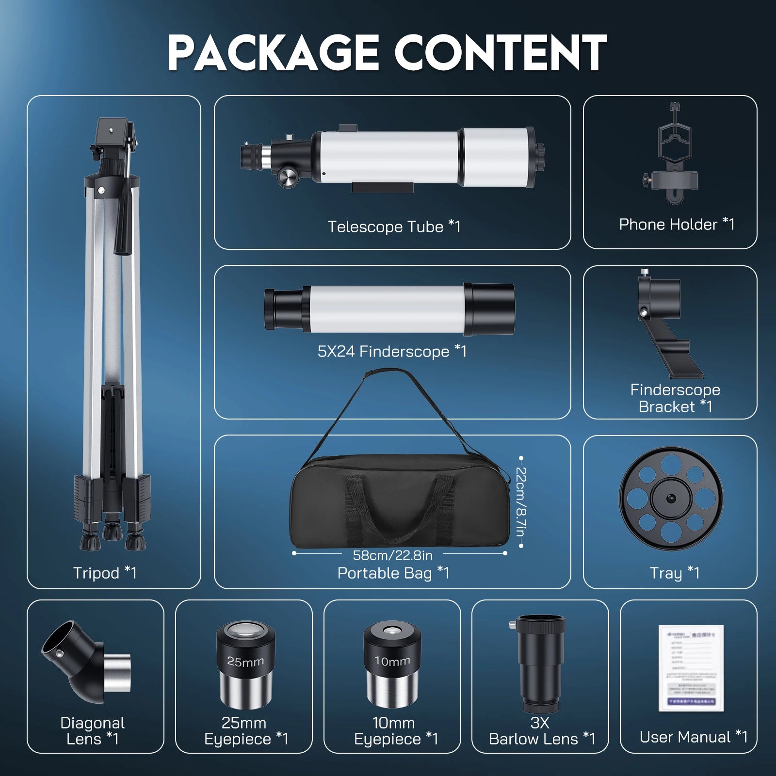 Professional Astronomical Telescope 80500 Monocular 60-150X Zoom HD Night Vision View Moon Star Stargazing Xmas Birthday Gift