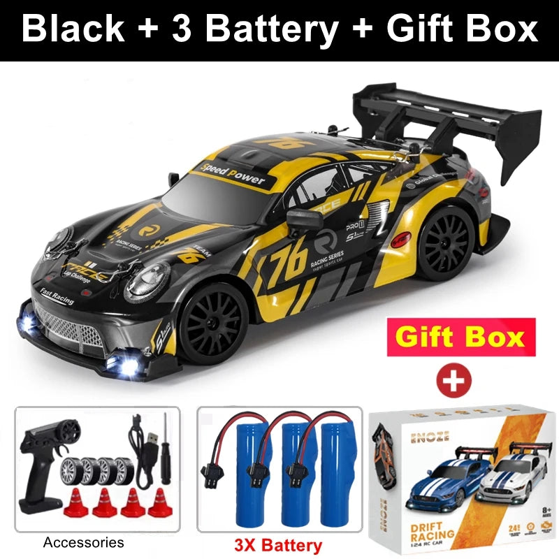 RC Drift Car 4WD Remote Control High Speed Racing Vehicle with LED Lights 2.4GHz Radio 4x4 Off-Road Truck Toy for Children Kids