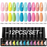 MEET ACROSS 12Pcs Gel Nail Polish Set 7.3ml Pink Blue Neon Macaron Color for Nails UV Gel LED Nail Art  Varnish Manicure Kit