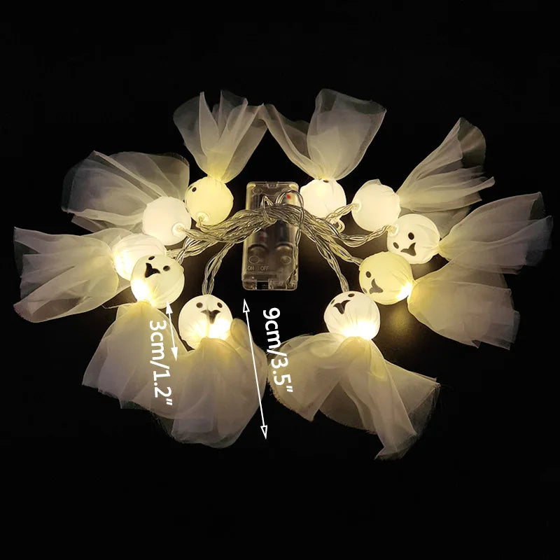 1.5M 10LED Halloween LED Light String Horror Eyeballs Pumpkin Spider Bat Skull Lamp Trick Or Treat Happy Halloween Party Decor