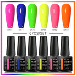 MEET ACROSS 6Pcs Gel Nail Polish Set Pink Red Green Macaron Color Manicure Kit For Nails UV Gel Nail Art Varnish Nail Supplies
