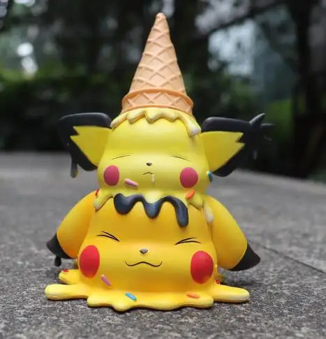 Cute Kawaii Pokemon Pikachu Snorlax Psyduck Bulbasaur Icecream Figure Toys for Girls